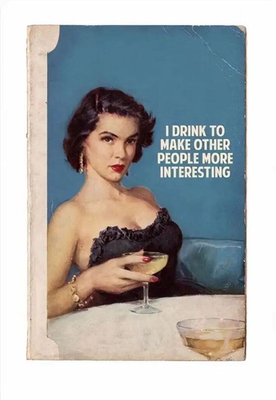 I Drink To Make Other People More Interesting Blue by The Connor Brothers contemporary artwork Print