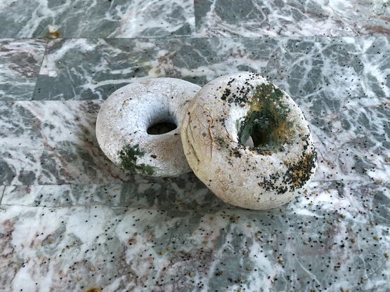 Moldy Bagels on Marble Table by Roe Ethridge contemporary artwork Photography