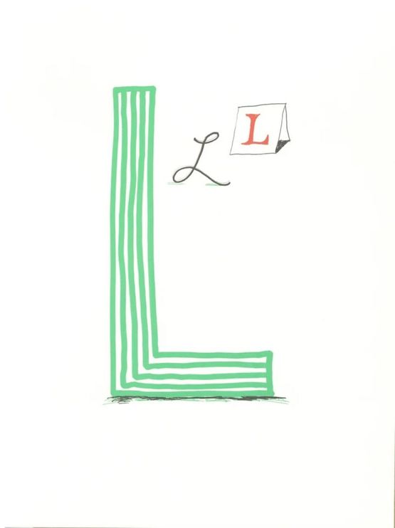 L from Hockneys Alphabet by David Hockney contemporary artwork Print