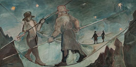 An Arduous Journey Back Home on a Windy and Rainy Night by Zhao Yang contemporary artwork Painting