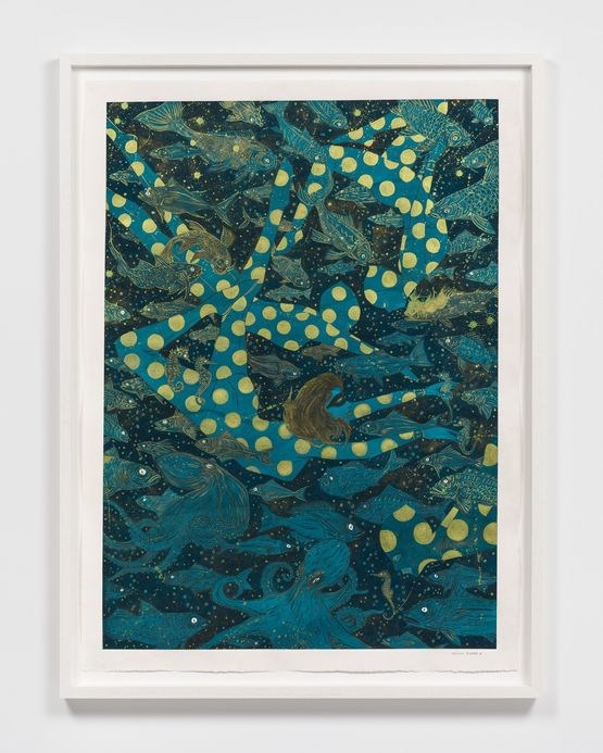 A soul like the ocean mysterious and dark. by Marcel Dzama contemporary artwork Works on Paper