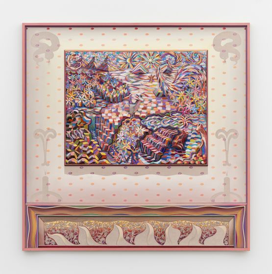 Carved Landscape Above Fireplace by Zach Harris contemporary artwork Painting