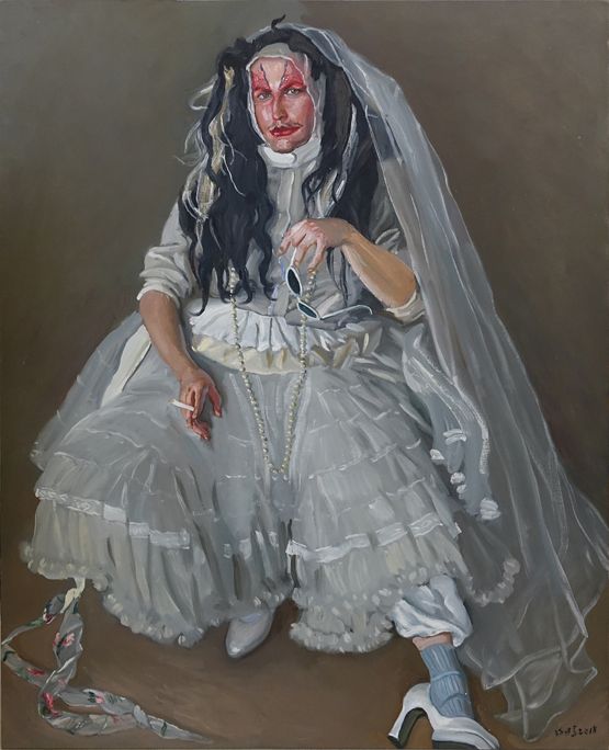 Art School Boy Dressed Up As A Bride by Chen Danqing contemporary artwork Painting