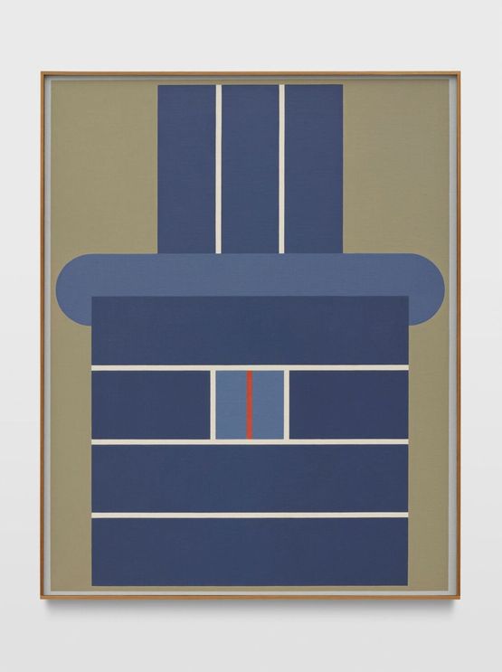 Composition au petit fil rouge vertical 30 juin 1979 by Leon Wuidar contemporary artwork Painting