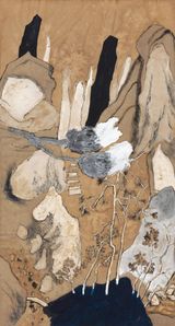 Weis Landscapes Birds and Flowers Pine Trees in Gorge by Wei Ligang contemporary artwork painting works on paper