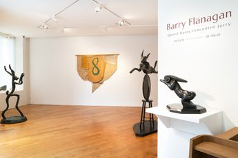 Contemporary art exhibition Barry Flanagan When Barry meets Jarry at Galerie Lelong 38 Avenue Matignon Paris France