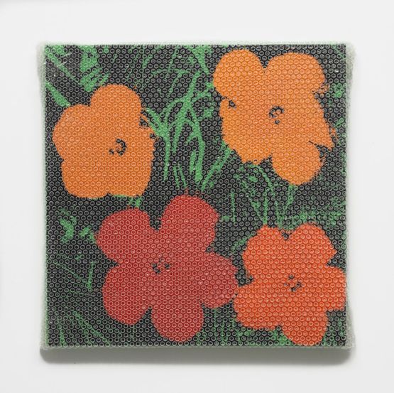 Flowers with Bubble Wrap and Packing Tape by Tammi Campbell contemporary artwork Painting