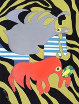 The Jumping and Flying Animal in the Dream by Go Yayanagi contemporary artwork painting