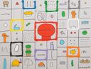 The red shape is red square by Sadamasa Motonaga contemporary artwork Painting