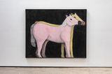 Two horses one pink and one gold by Andrew Sim contemporary artwork drawing works on paper