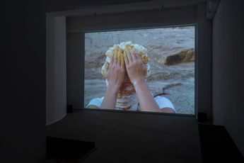 Contemporary art exhibition Stephanie Mei Huang yellow porcelain ii outside the Los Angeles Police Academy at DE SARTHE DE SARTHE Hong Kong