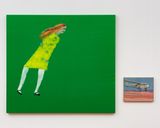 Green with envy and its windy by Jenny Watson contemporary artwork painting textile