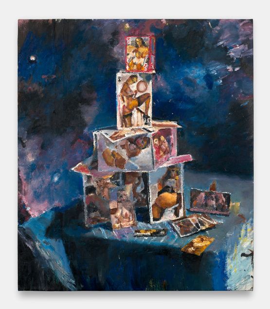Card House Galactica by Jesse Edwards contemporary artwork Painting