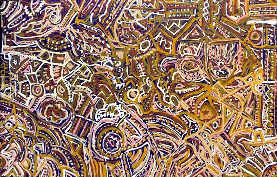 Bush Holiday Dreaming 25-401 by Leon Russell Black contemporary artwork Painting