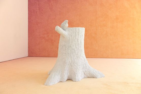 A Robin on a Stump by Claudia Comte contemporary artwork Sculpture