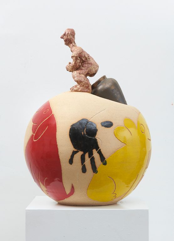 Shitting Man by Hadi Falapishi contemporary artwork Sculpture