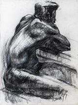 African Male Nude by Solamalay Namasivayam contemporary artwork drawing works on paper