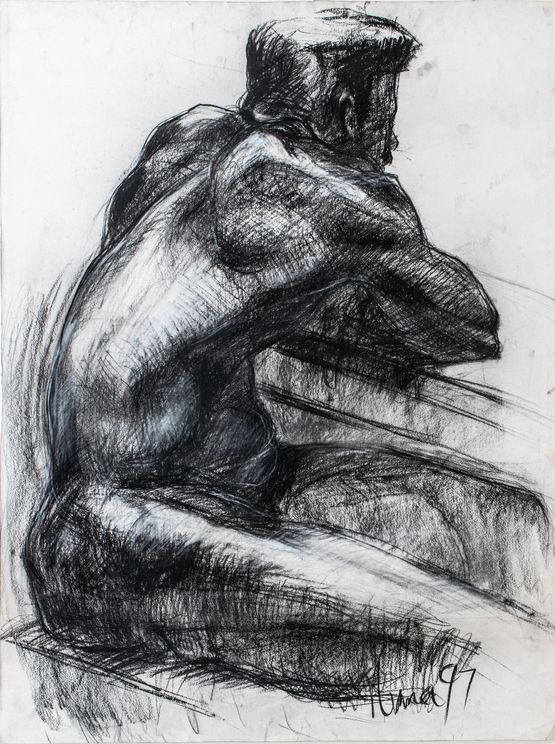 African Male Nude by Solamalay Namasivayam contemporary artwork Works on Paper