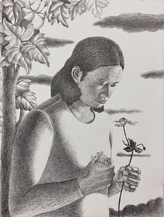 Chinese-style traditional woman by Tang Shuo contemporary artwork Drawing