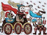 Semar and the Angels Perspective of the world by Heri Dono contemporary artwork painting