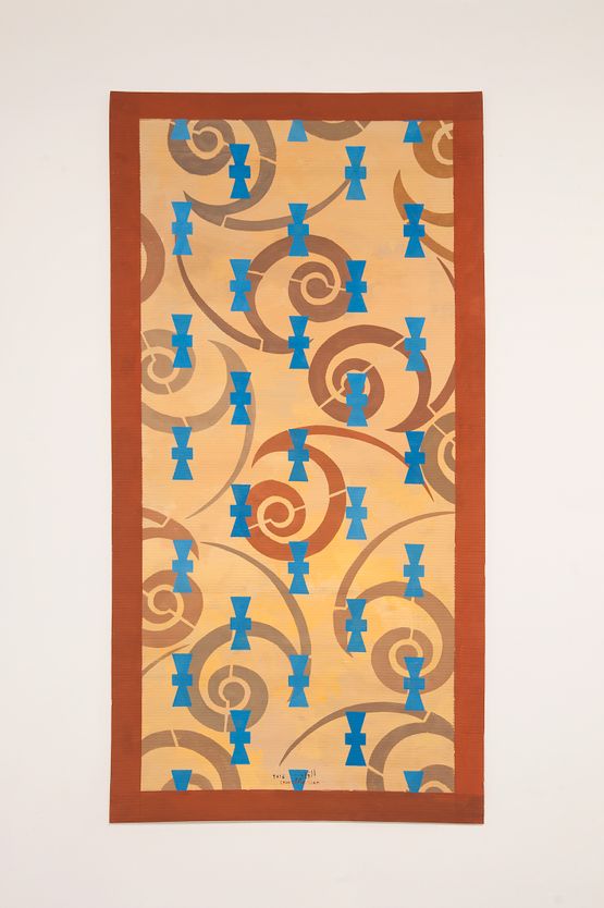 P8 - Spiral pattern from Tashkent caftan and blue Khiva glazed tiles by Chant Avedissian contemporary artwork Painting
