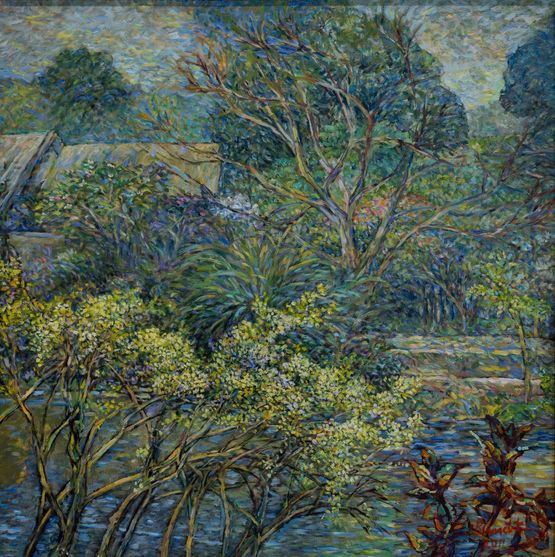 House in the garden  by Bundit Padungvichean contemporary artwork Painting