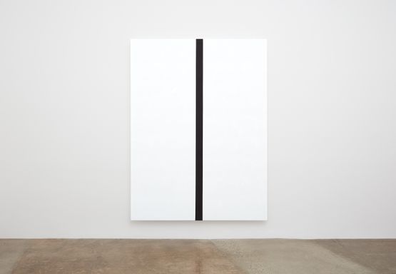 Untitled White Black Band Narrow Beveled by Mary Corse contemporary artwork Mixed Media