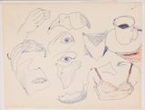 Gesichtsteile mit Kaffeetasse by Chris Reinecke contemporary artwork works on paper