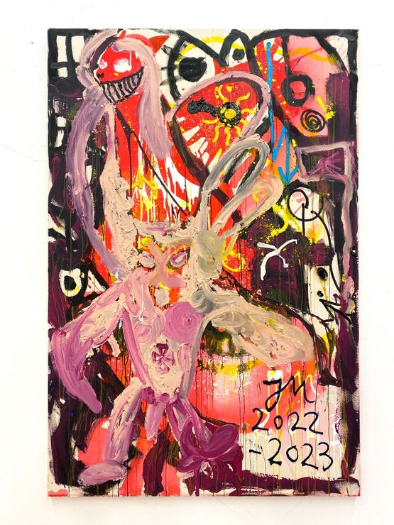 THERE IS A PARTY HERE TODAY SCHNICKSCHNACK by Jonathan Meese contemporary artwork Painting