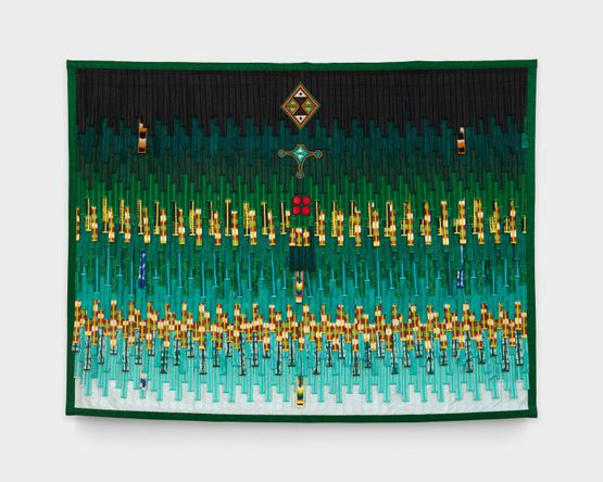 Croix dAgadez losange vert emeraude by Abdoulaye Konate contemporary artwork Textile