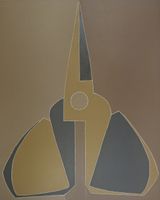 Outline Yellow-grey Scissors Upright by Mao Xuhui contemporary artwork painting