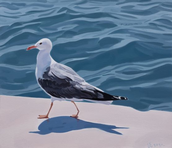 The Walking Seagull by Long Quan contemporary artwork Painting