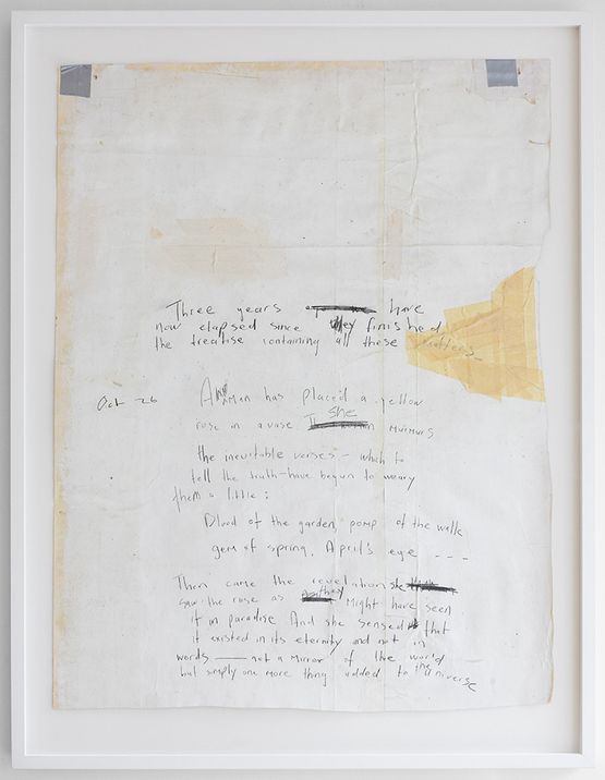 AW70038.1007 - 2 untitled a man has placed a yellow rose by The Estate of L. Budd contemporary artwork Painting