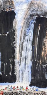 Viewing Waterfall by Fang Zhaoling contemporary artwork works on paper
