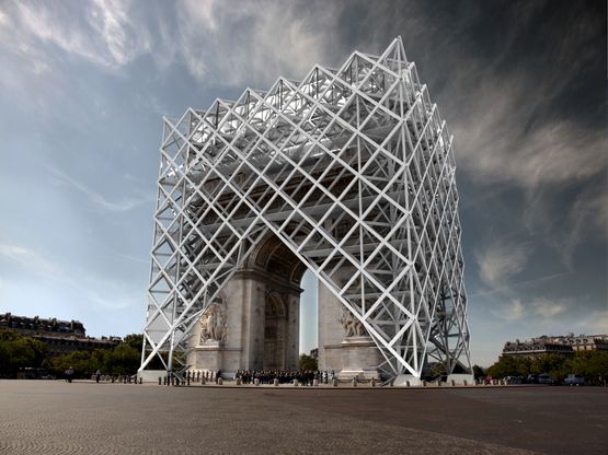 Arc de Triomphe World Institute for the Abolition of War by Krzysztof Wodiczko contemporary artwork Installation