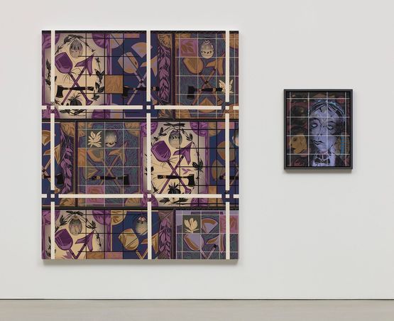 Portrait of a Textile Block Printed Linen Portrait of a Human Pathos Ethos Logos Kairos 13 by Lari Pittman contemporary artwork Mixed Media