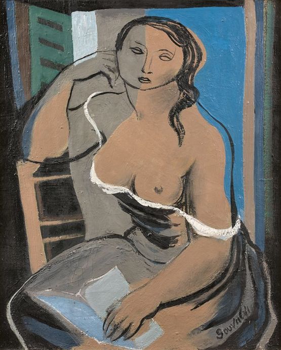 Jeune fille a la fenetre by Jean Souverbie contemporary artwork Painting