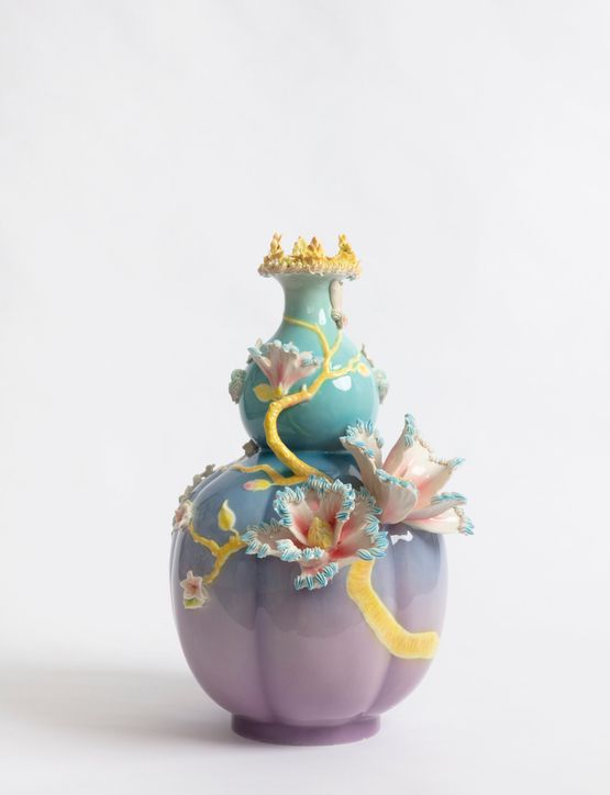 Waste Not Pot Neon Magnolia Pot by Ebony Russell contemporary artwork Sculpture