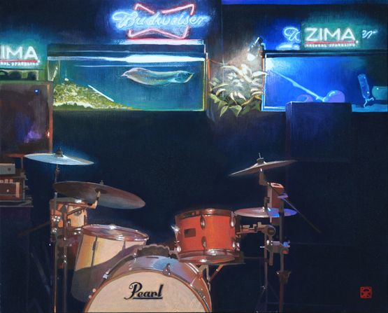 acquarium drum set  fish tank by Chisato Yamashita contemporary artwork Painting