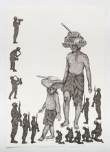 Generation Wish Yielding Trees and Atomic Tree 59 by Joydeb Roaja contemporary artwork drawing works on paper