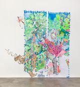 The Unicorn Surrenders to a Maiden Cartoon by Sam Keogh contemporary artwork painting works on paper