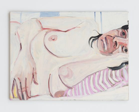 Self-Portrait in Bed Head on Arm by Chantal Joffe contemporary artwork Painting