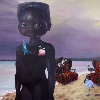 Untitled beach girl by Ndidi Emefiele contemporary artwork mixed media painting textile