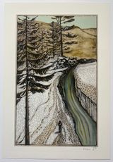 Man by Icy River by Billy Childish contemporary artwork print works on paper