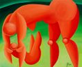 Child Playing with Mother by Jung Kangja contemporary artwork Painting