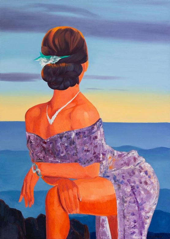 Sudden Awakening by Yue Minjun contemporary artwork Painting