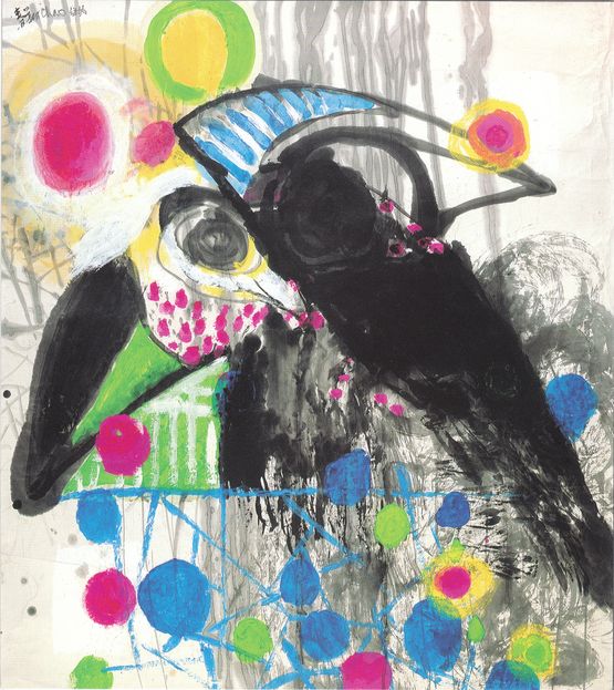 Two Go Up the Fence by Chao Chung-Hsiang contemporary artwork Works on Paper