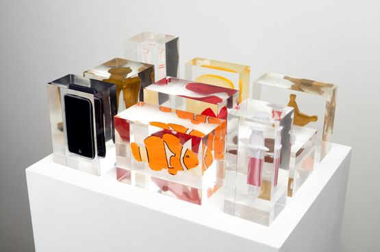 Stress Archive Bowling Pin Clownfish Cup of Coffee High Heel iPhone Sheriffs Badge Slice of Bread Syringe Trophy by Mungo Thomson contemporary artwork Sculpture