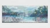 Horizontal Trust I Blue graffiti highway by Jessica Taylor Bellamy contemporary artwork Painting