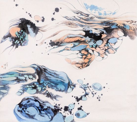 Scudding Clouds and Rocks by Hung Hsien contemporary artwork Drawing